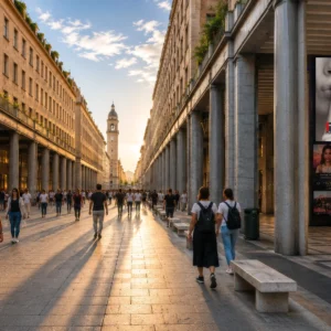 Impianto pubblicitario DOOH in Via Roma 325 a Torino, in direzione Piazza San Carlo, nel cuore del centro storico.